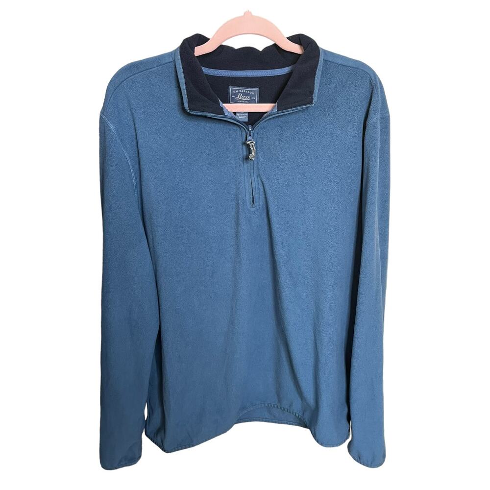 G. H. Bass faux fleece quarter zip sweatshirt blue XL